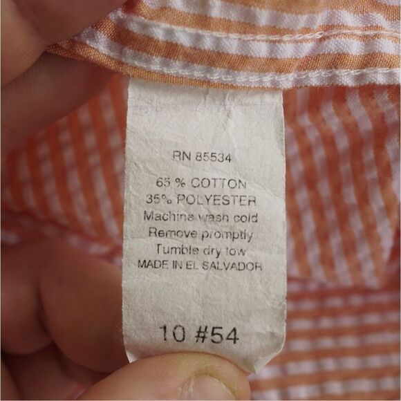 J. Bailey Boys Orange Seersucker Button Up Shirt - Picture 7 of 7